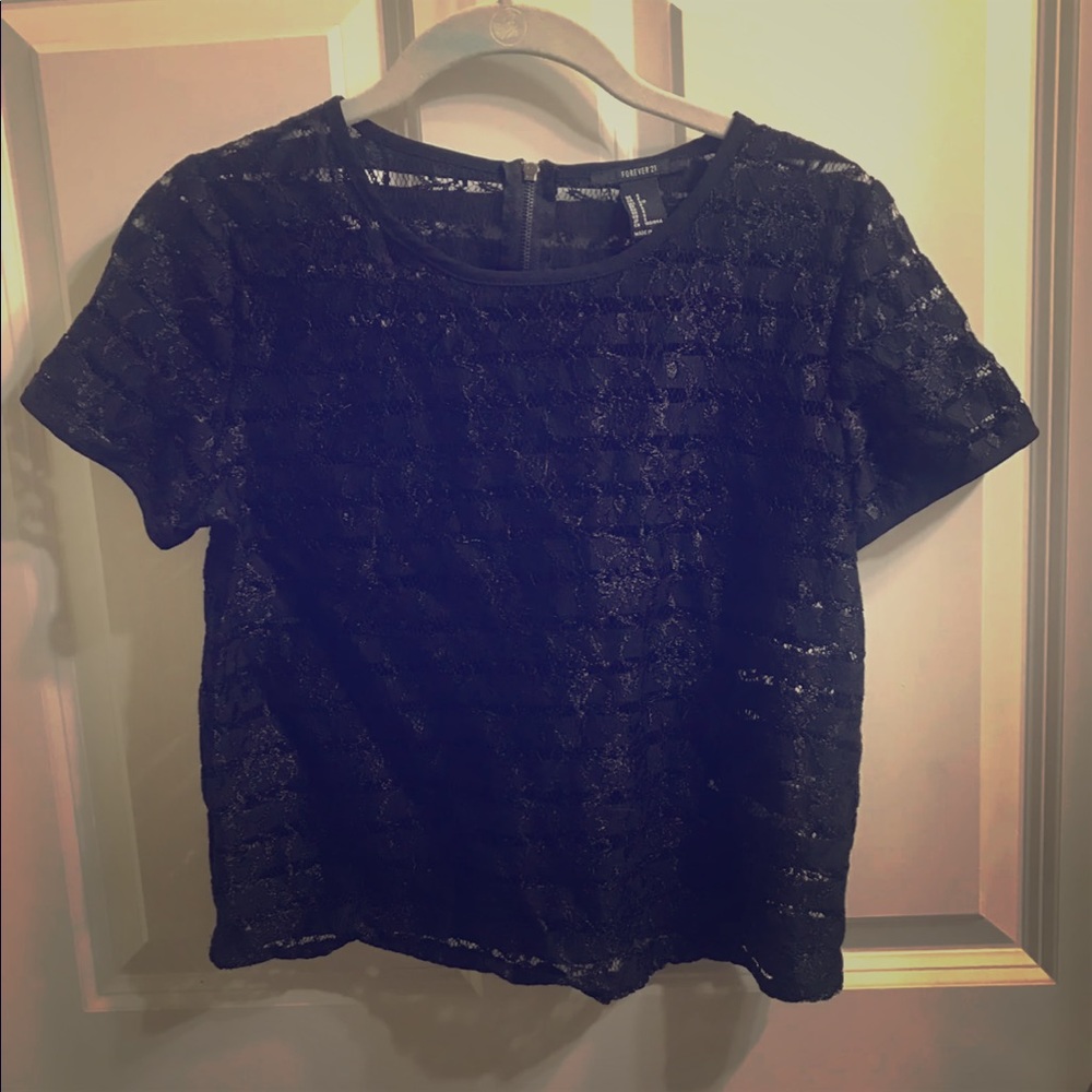 Floral Lace black crop top